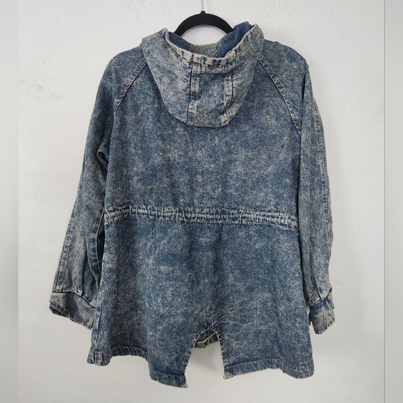 Vintage Y2K Body Line Denim Hooded Spiked Blazer Style Jean Jacket M/L - Picture 2 of 6